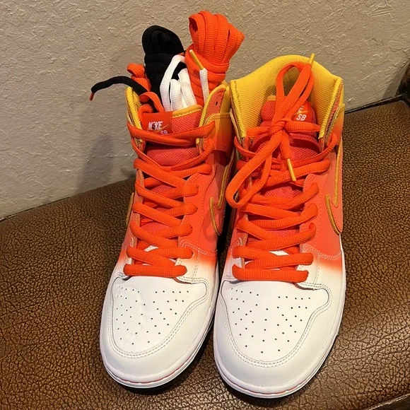 Brand New Rare Nike SB Dunk High Orange/Yellow Sweet Tooth Candy Corn Sneakers!